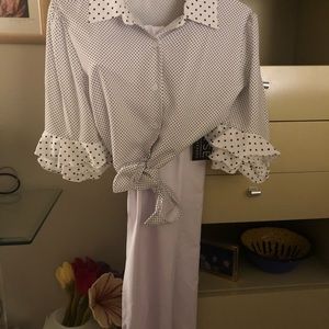 Polka dot blouse reminiscent of I love Lucy